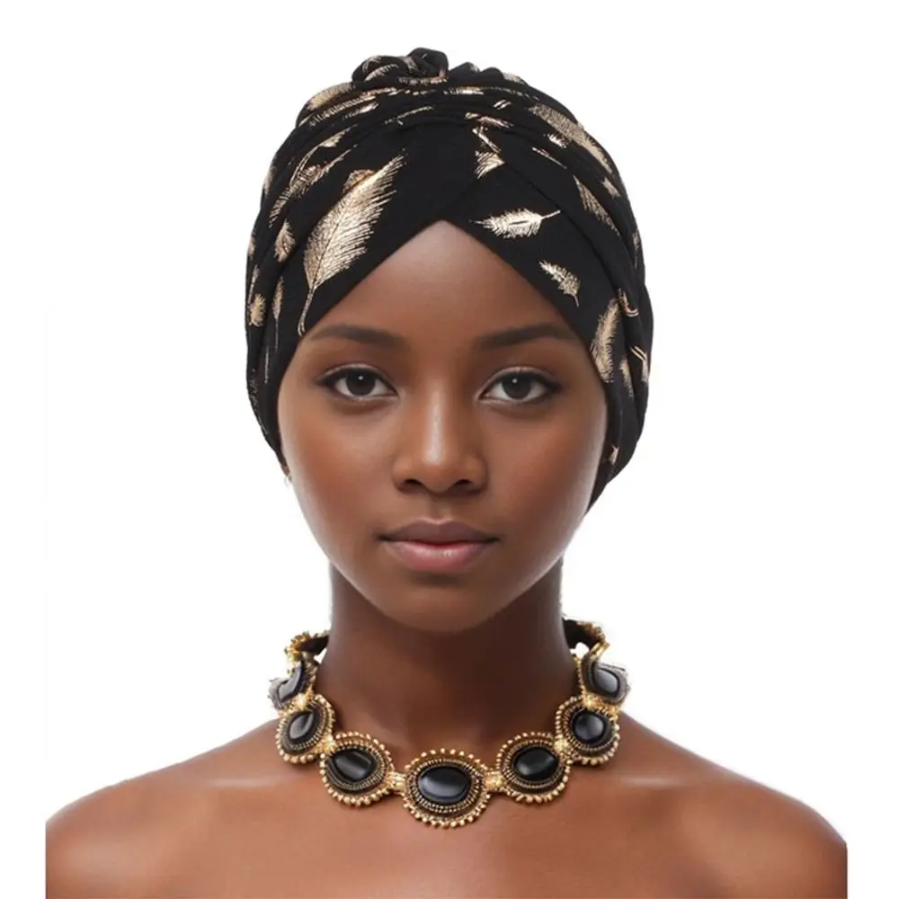 여성용 브론징 바오터우 모자, 헤어 클로저, 다목적 기도 모자, 통기성 자수 무슬림 모자, 패션 깃털