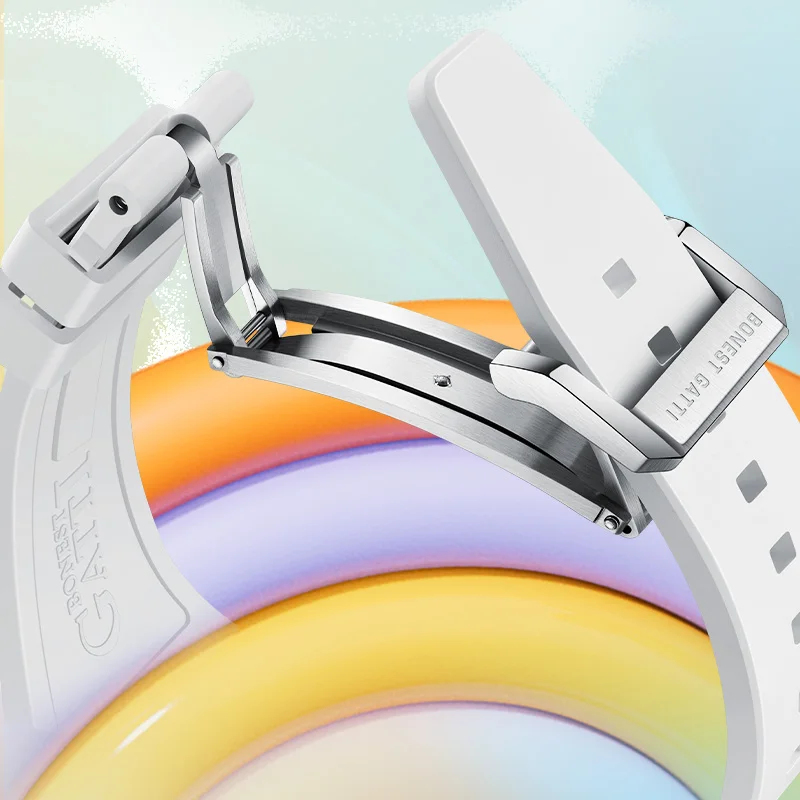 BONEST GATTI Orologio automatico da uomo 42mm * 52mm Tonneau Orologio da polso meccanico Lunetta in fibra di carbonio Specchio zaffiro Quadrante luminoso 3D