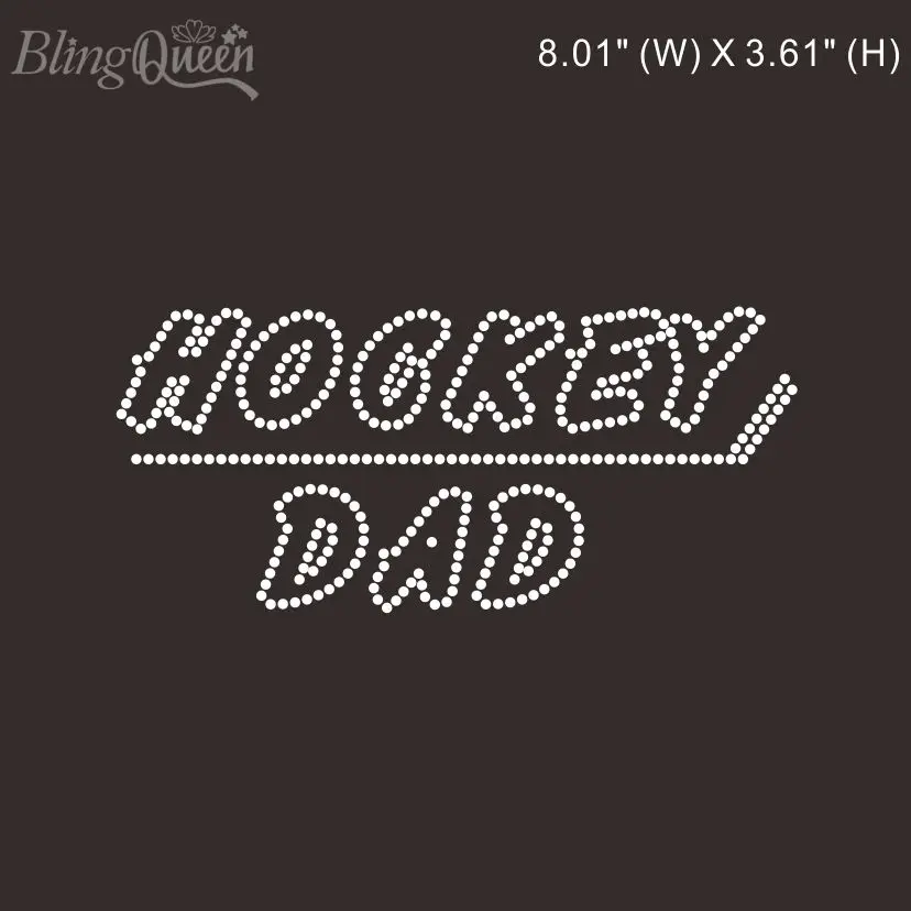 

BlingQueen-Crystal Rhinestone Iron On Appliques, Hockey Dad Design, 25Pcs Lot