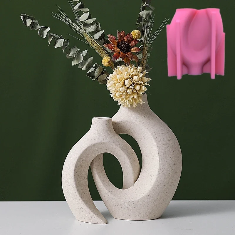 New 14-24cm Large Nordic minimalist vase resin silicone mold irregular geometric shape vase concrete cement gypsum silicone mold