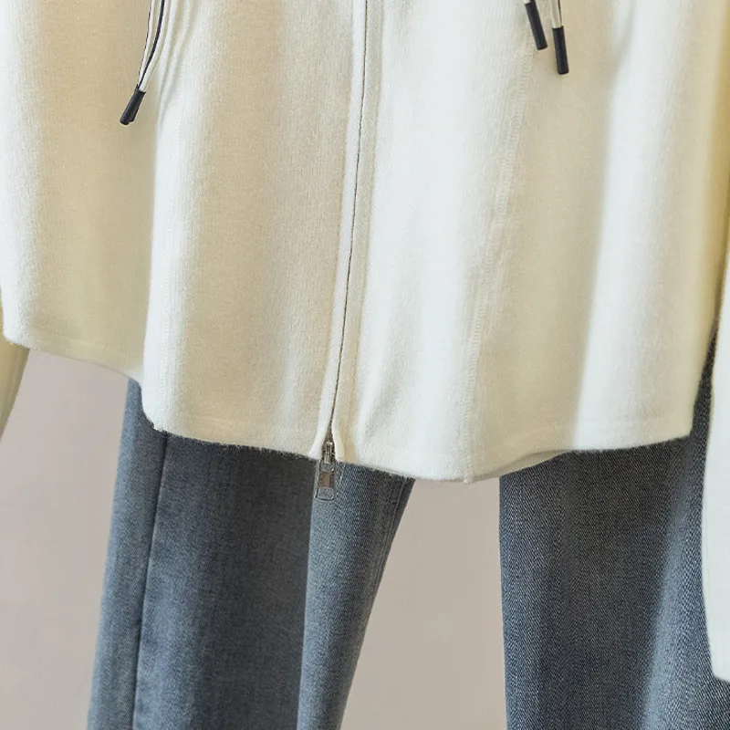 HKSH Hooded Knitted Top For Women Autumn New Zipper Long Sleeve High Street Elegant Tide Chic OverSized Sweater Cardigan HK10990