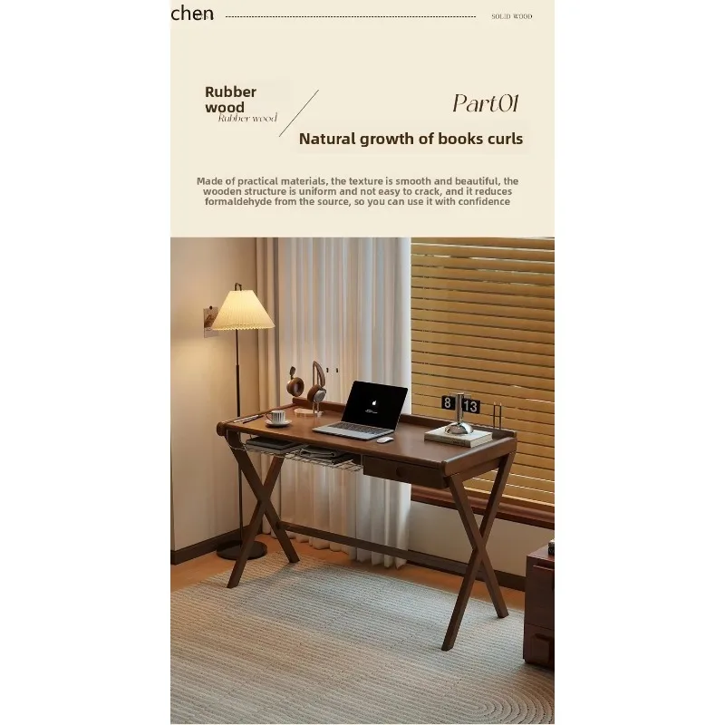 ZZ-23 Solid Wood Island Desk Retro Small Apartment Single-Board Desk Writing Desk Office