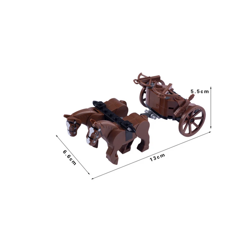 MOC Medieval Building Blocks Solider Chariot Figures Accessories Carriage Farm Garden Transport Set Animals Mini Bricks Gifts