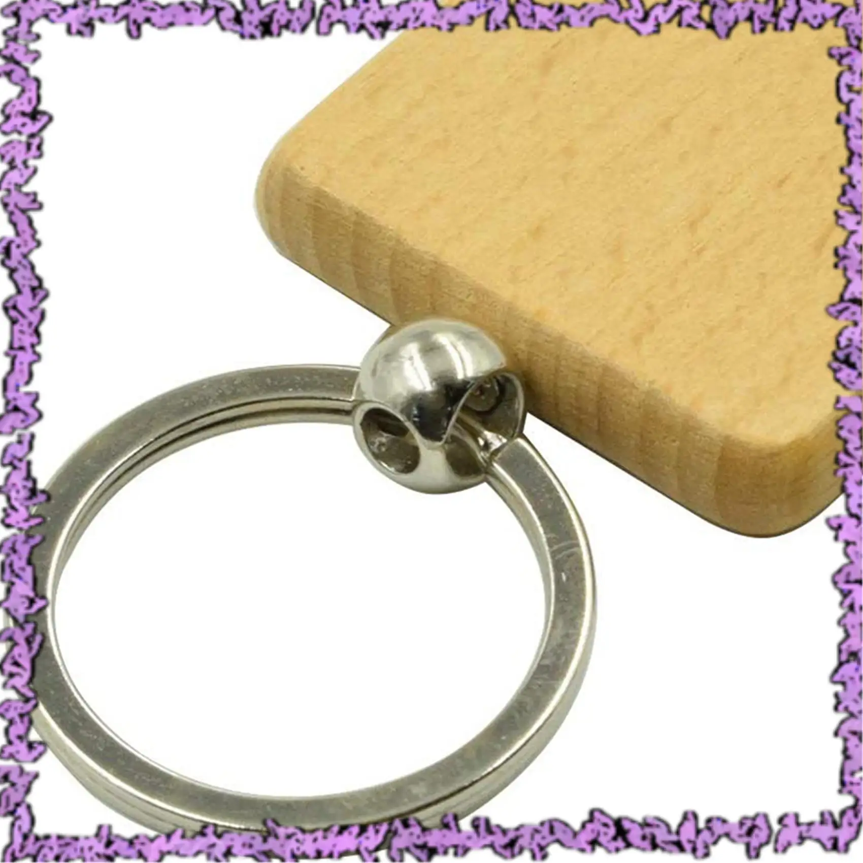 

SCLL-100Pcs DIY Blank Wooden Keychain Square Carved Key Ring Wooden Key Ring 40 X 40 Mm