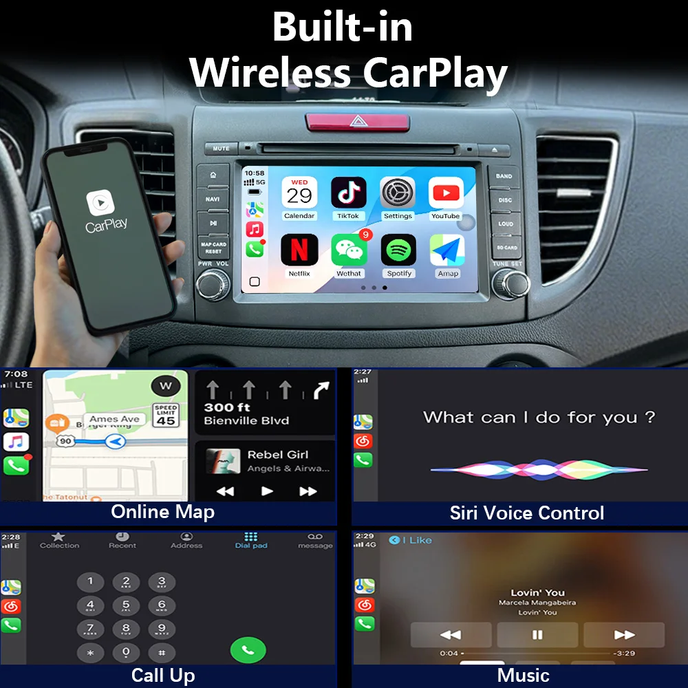 CHSTEK Wireless Carplay Android 13 Car Radio For Honda CRV CR-V 4 RM RE 2011-2018 Multimedia Stereo GPS Navigation WIFI 4G RDS