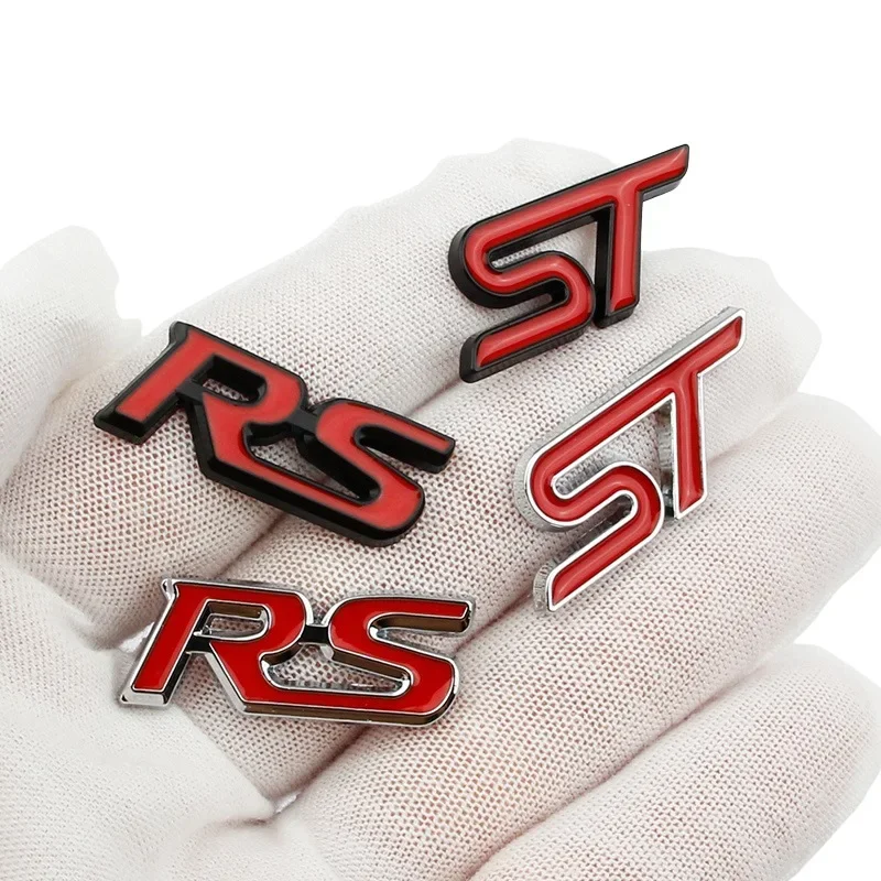Ergonomic 3D Metal RS ST Emblem Steering Wheel Console Decor Badge Overlay for Focus Fiesta Mondeo Taurus Escort Fusion