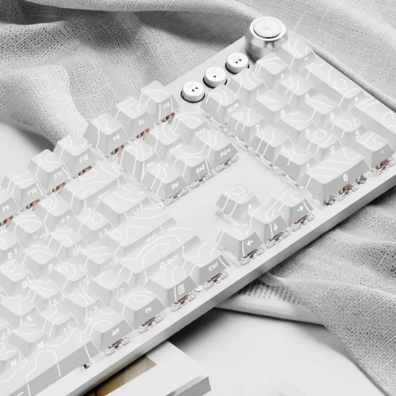 White contour side engraved light transmission gradual change keycap adaptation wooting step from ace68 key 87 key 108 key