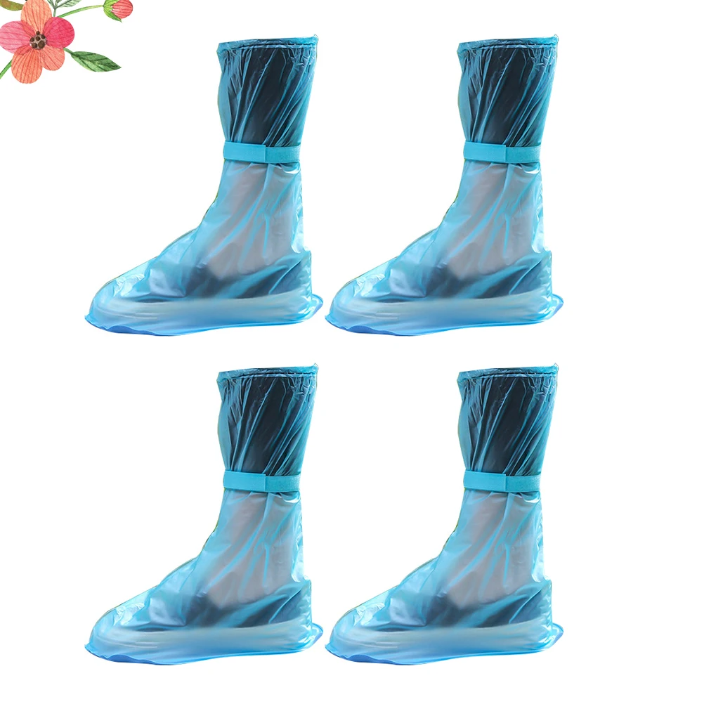 

2 Pairs Waterproof Shoe Cover High-tube Non-slip Protector Anti-skid Overshoes Thickened Rain Boots Covers Labor