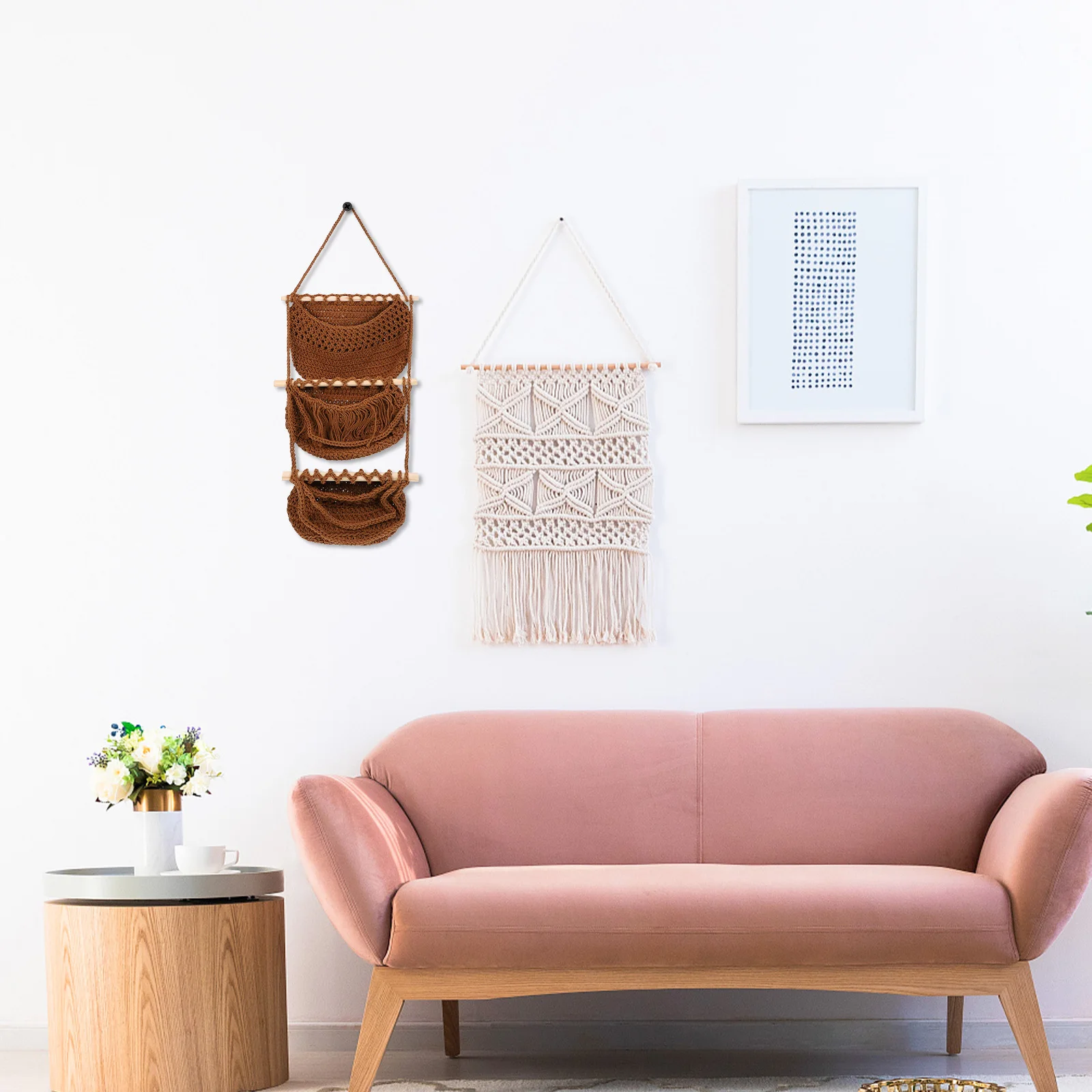 

Multi-Tier Hanging Fruit Basket Kitchen Storage Solution Woven Wall Organizer for Vegetables and Snacks Air Circulation Design