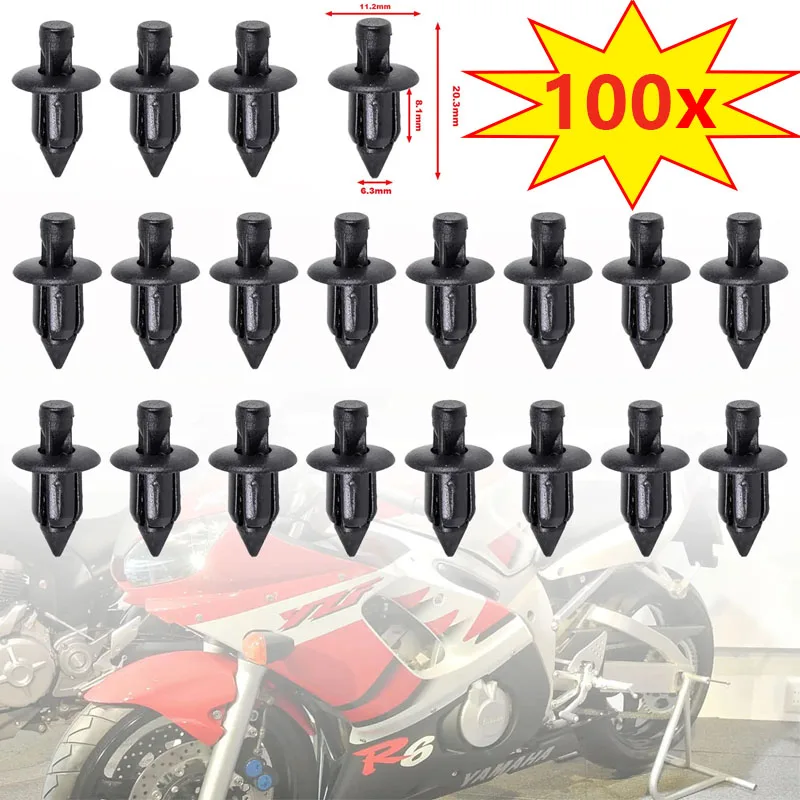 10-100PCS 6mm Black Rivet Fairing Body Trim Panel Fastener Screw Clips For Honda Suzuki Kawasaki Motorcycle Accessories Parts