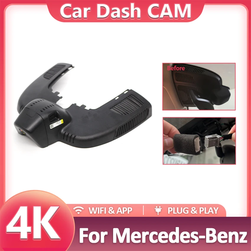 Dash Cam 4K For Mercedes-Benz GLS 450 400 For MB GLS400 GLS450 4MATIC 2019-2025,DVR Car Camera,OEM Fit,Plug & Play,Built-in WiFi