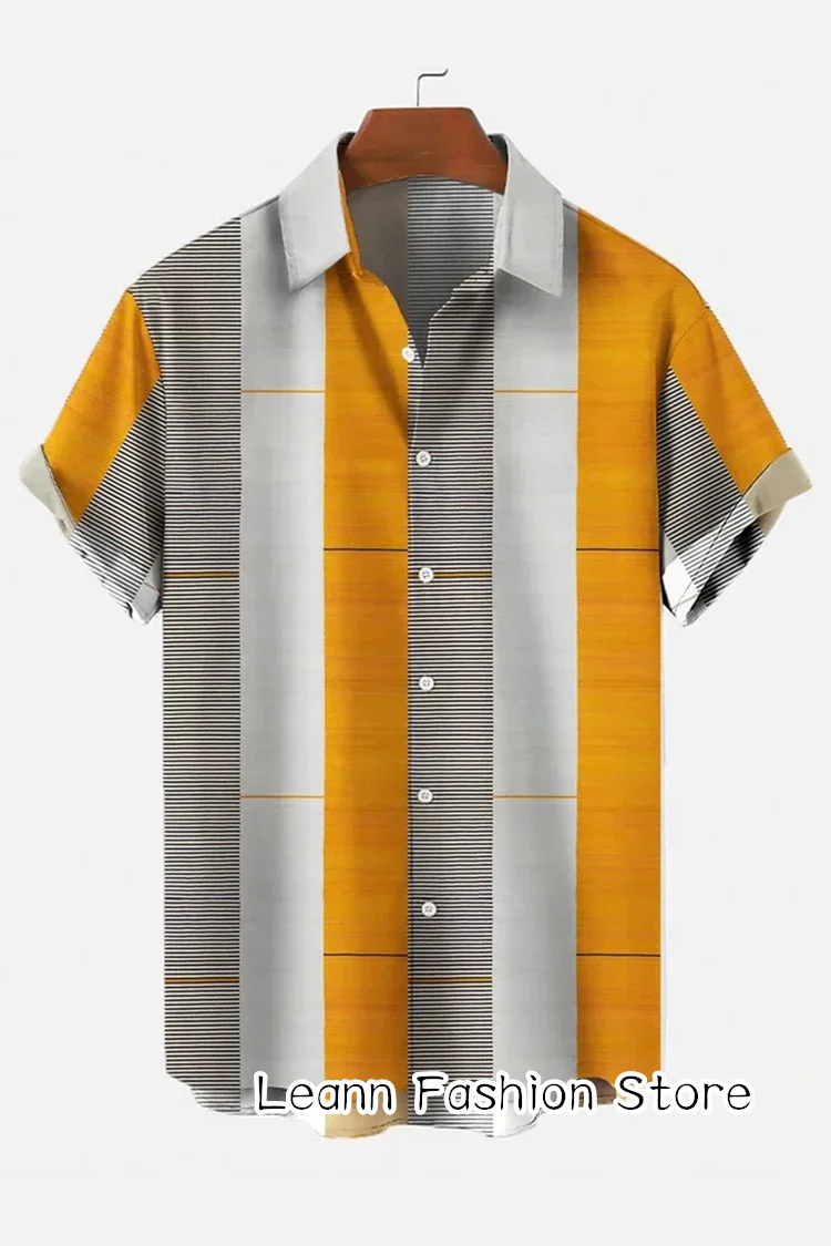 Camisa havaiana estampada vintage masculina, camisa de cavalheiro, férias, masculino estilo praia, botão da moda roupas de lazer, verão