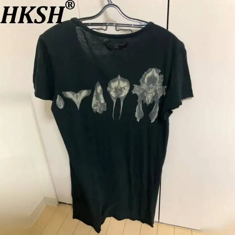 HKSH Summer New Men Tide Dark Punk Chic Ins T-shirts Visual Early Variant Printed Pattern Short Sleeve T-shirt Vibe Tees HK25063