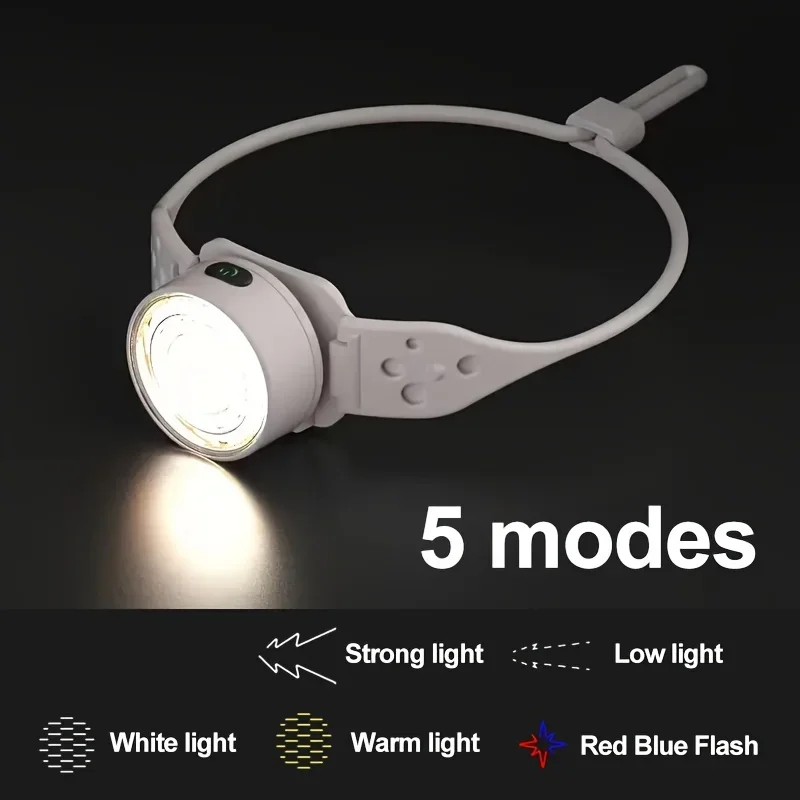 Lampada frontale a LED COB ad alto Lumen a lungo raggio 5 modalità faro ricaricabile USB di tipo C potente torcia frontale impermeabile