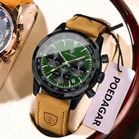Reloj de pulsera deportivo POEDAGAR a la moda para hombre, cronógrafo luminoso resistente al agua, reloj militar para hombre, relojes de cuarzo de lujo de cuero para hombre