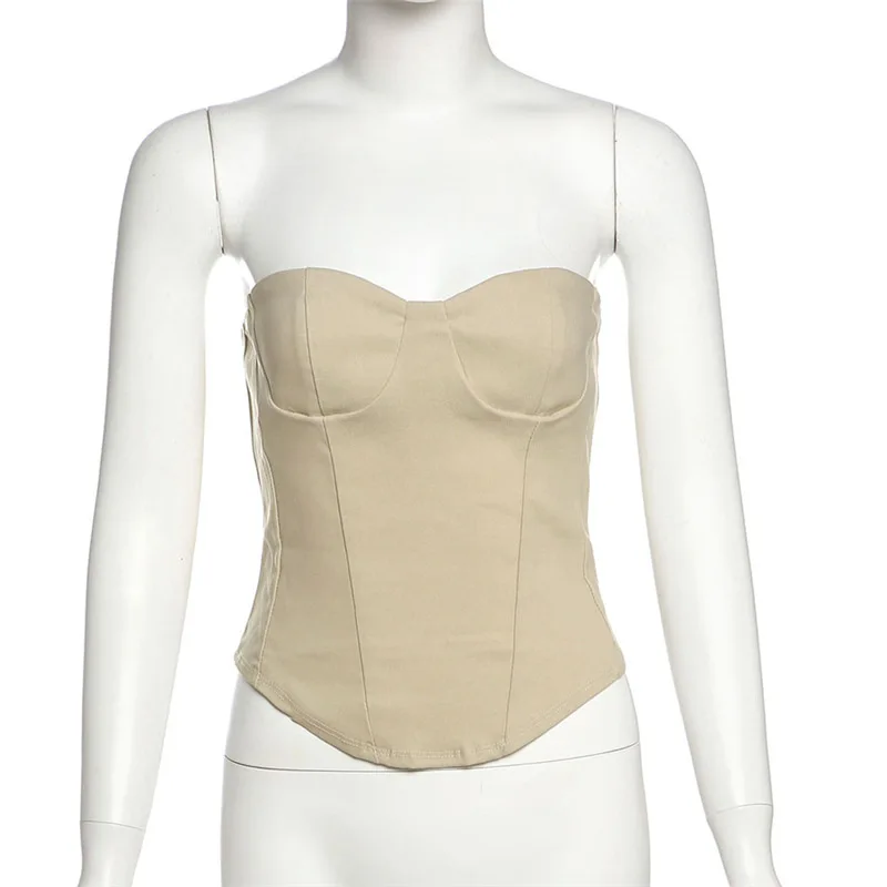 

2024, весенняя новая женская одежда, однотонный облегающий уличный модный жилет с воротником с одним словом на груди и открытой спиной Cw72731