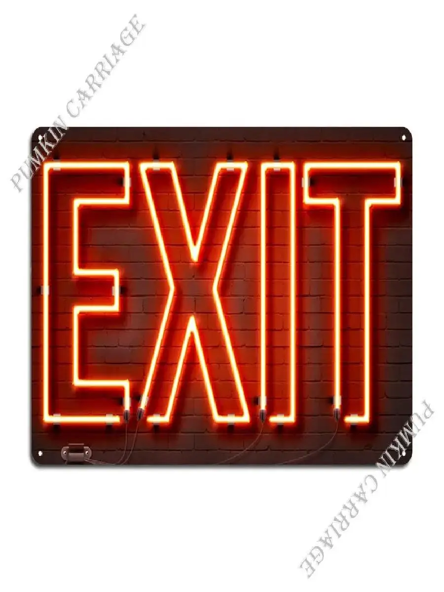 Vintage Exit Neon Sign Metal Plaque Wall Decor  Retro Iron Cinema Tin Sign Poster for Home Bar Cafe or Office