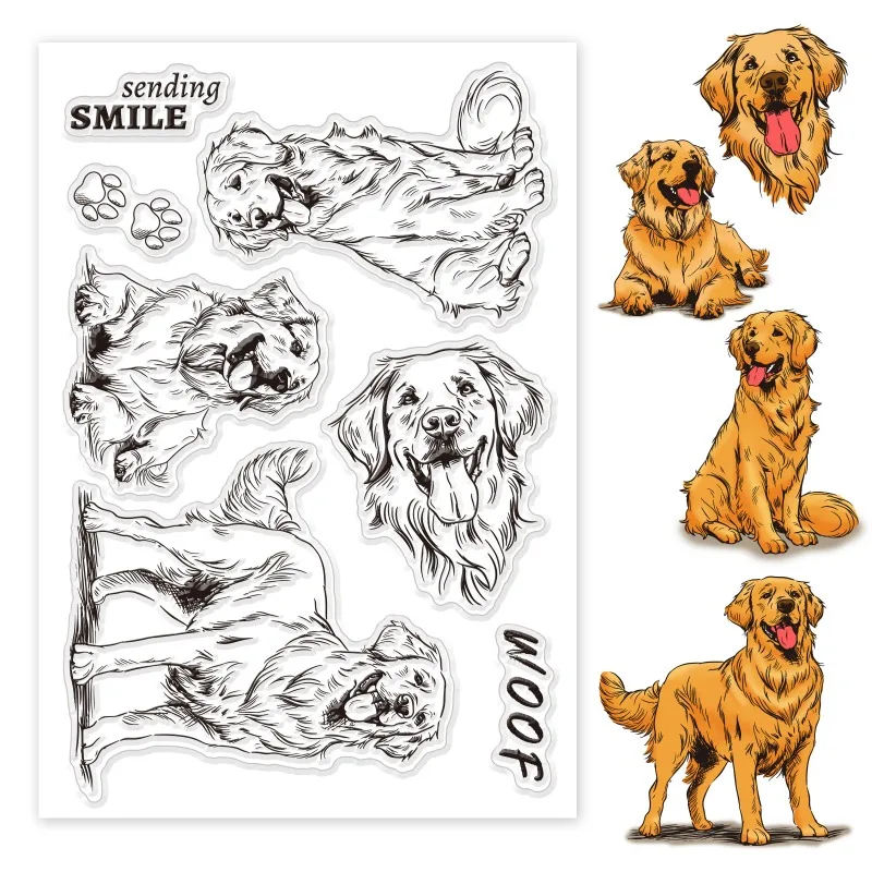 1Sheet Dogs Clear Stamps Cartoon Dogs Silicone Clear Stamp Seals Animals Transparent Stamps for DIY Scrapbooking Cards Making