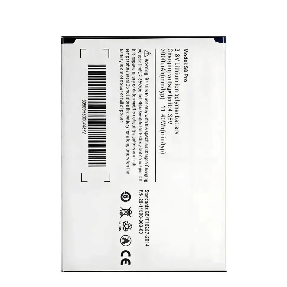 

For Ulefone S8 Pro 3000Mah Stable Mobile Phone Battery Reliable Power Supply