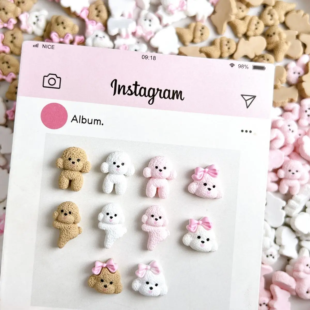 

20PCS Kawaii Resin Mini Puppy Nail Charms Cute Cartoon Furry Poodle Nail Art Decoration Accessories Supplies For Manicure DIY