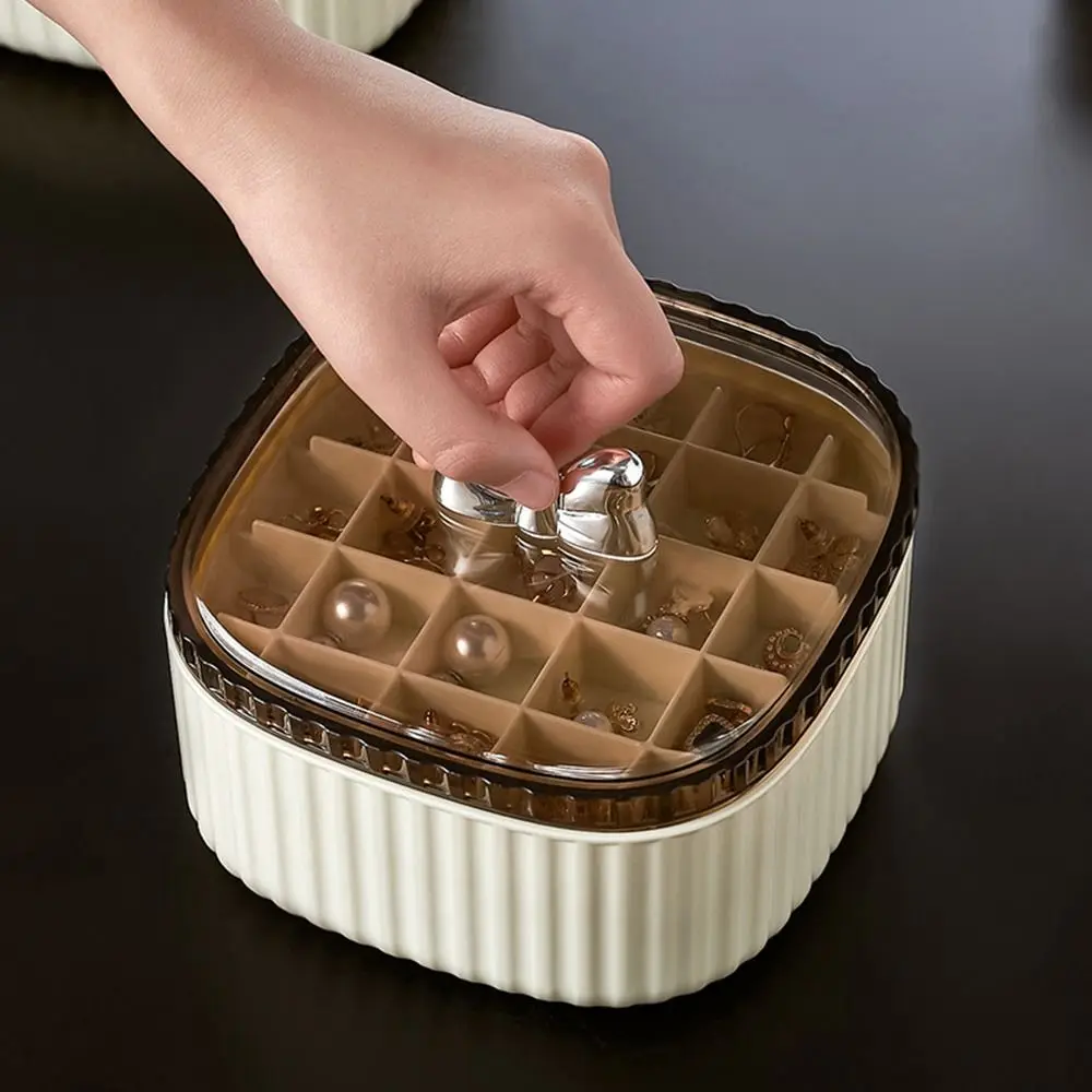 صندوق مجوهرات محمول مكون من 3 طبقات، غطاء شفاف، متعدد المقصورات، منظم تخزين المجوهرات، موفر للمساحة، مقاوم للاهتراء