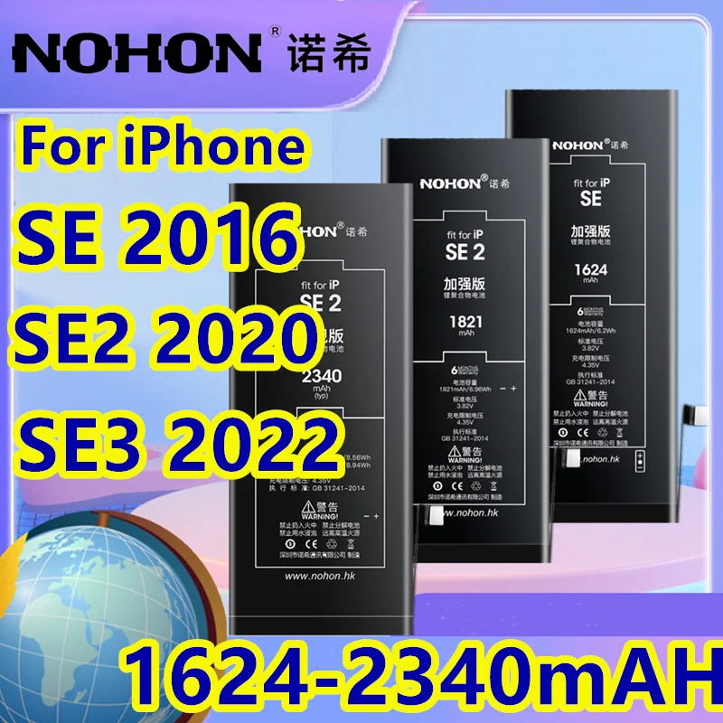 NOHON batería de repuesto para Apple iPhone SE SE2 SE3 SE2016 2020 SE2022, baterías de litio de alta densidad de energía, pegatinas de herramientas