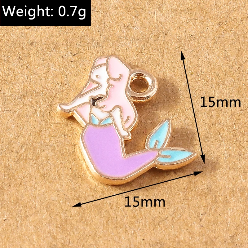 10 Stück niedliche Meerjungfrauen-Anhänger mit Meereslebewesen-Motiv für die Herstellung von Ohrringen, Halsketten, handgefertigten Armbändern, DIY-Schmuckzubehör – Detail 3