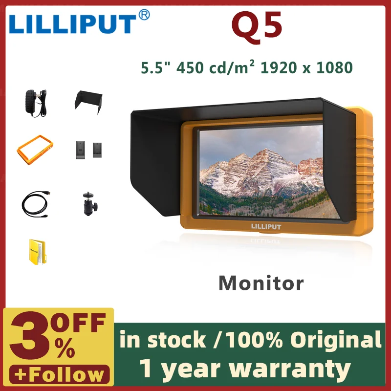 Lilliput Q5 Monitor 5 Inch 1920*1080Full Hd Monitor Met HDMI-compatibleCross Conversie Metalen Behuizing HogeResolutie camcorder