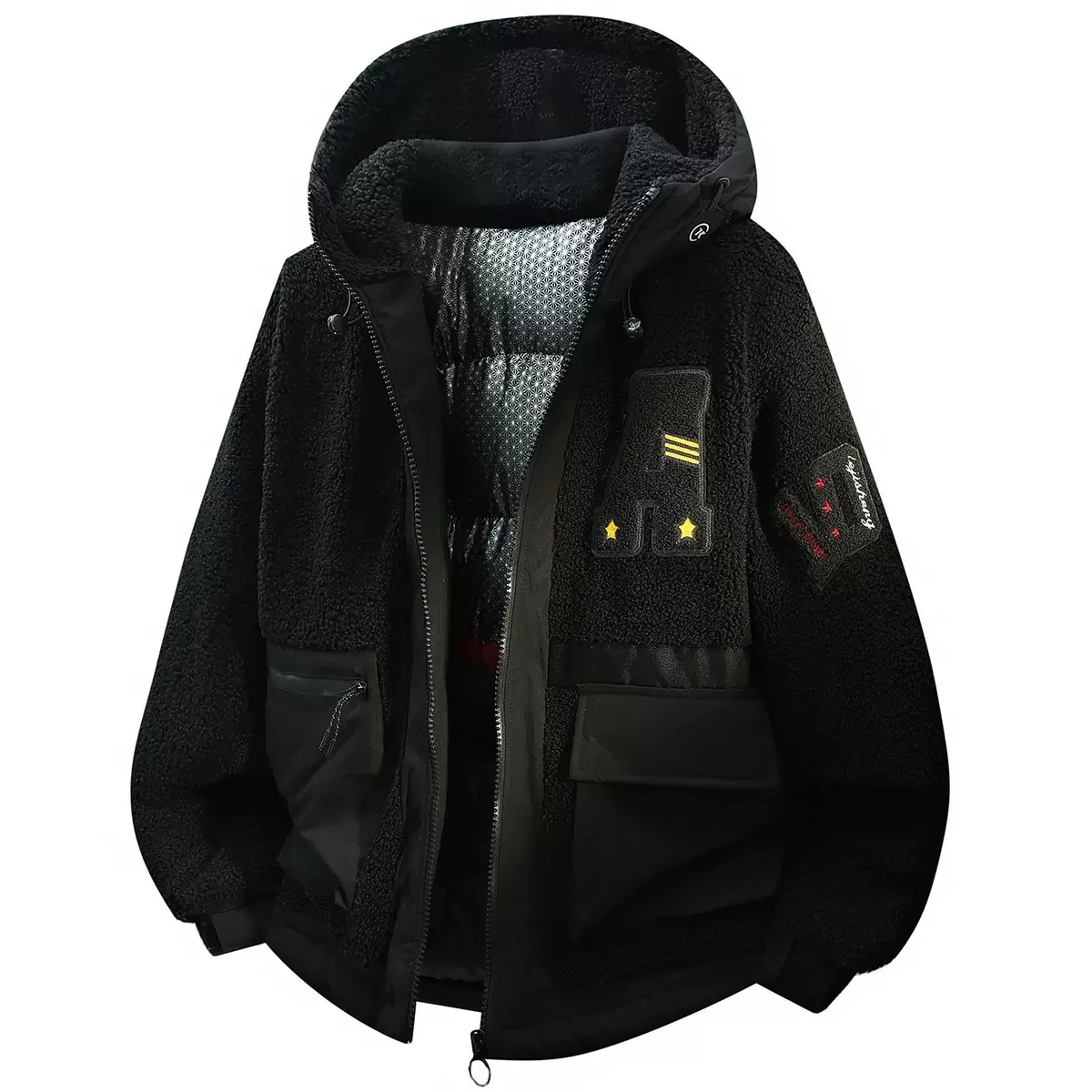 New Autumn and Winter Classic Fashion Sport Thickened Warm Fleece Cotton Jacket Men's Casual Loose Plus Size Hooded Coat