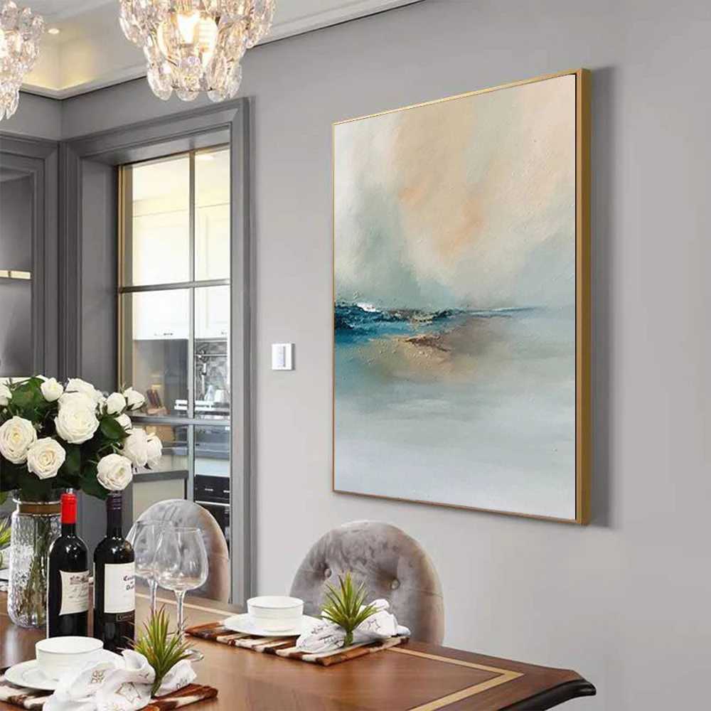 

Abstract Home Decor Hand-Painted Oil Paintings Thick Oil Texture Knife Painting Sea View Sunrise Landscape For Living Room Decor