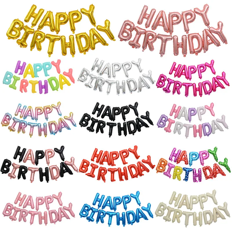 16 inch folie gelukkige verjaardag letters teken ballon banner volwassen kinderen baby thuis partij achtergrond decoraties rekwisieten banner decoratie