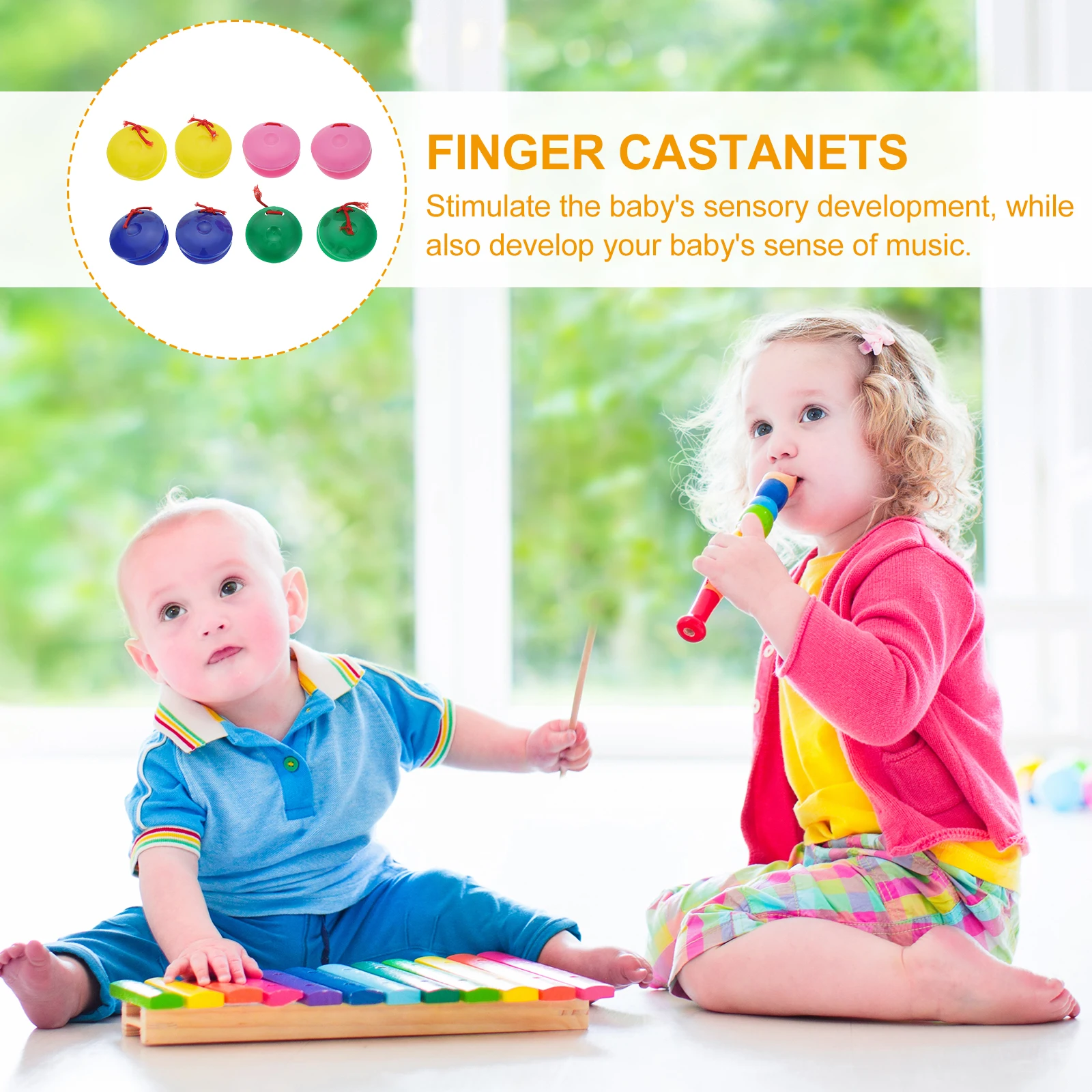 

8 Pcs Music Finger Castanets Childrens Instruments Generator Musical for