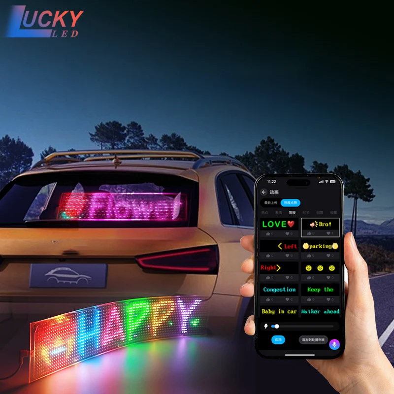 Transparent Flexible LED Matrix Panel Eye-shaped Display Plug-in DIY APP Text Animation Light for Car Shop Window Glass
