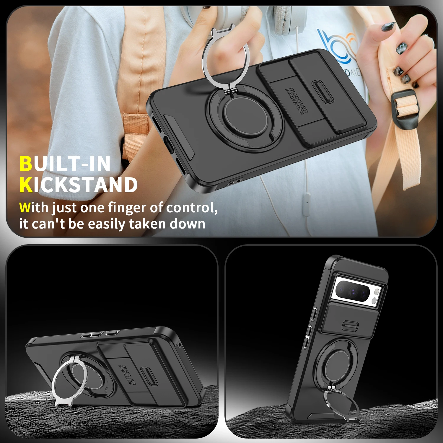 Original Slide Camera Magnetic Ring Bracket For Magsafe Case For Google Pixel 8A 8 7 Pro Heavy Duty Shockproof Hard Armor Fundas