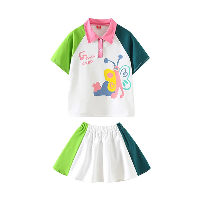 Girl Hip Hop Dance Costume Kids Butterfly print Sweatshirt Colorblock Short Skirt Boys Jazz Dance Performance Clothes