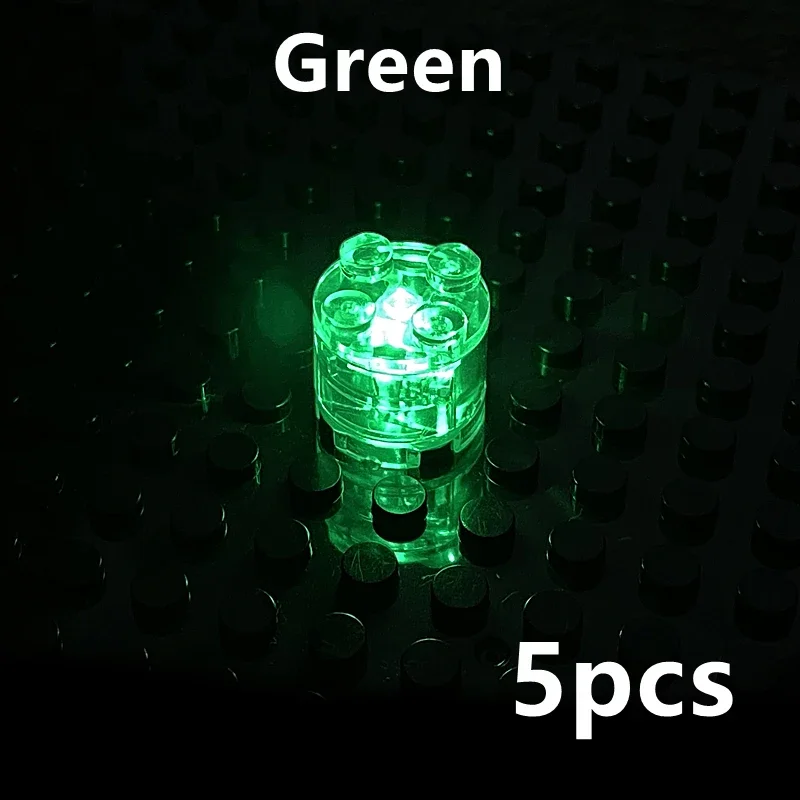 LED Light Brick 5Pcs Round 2x2 Dot Flash Color Light Emitting Classic Accessories Compatible Leduo Construction Building Blocks