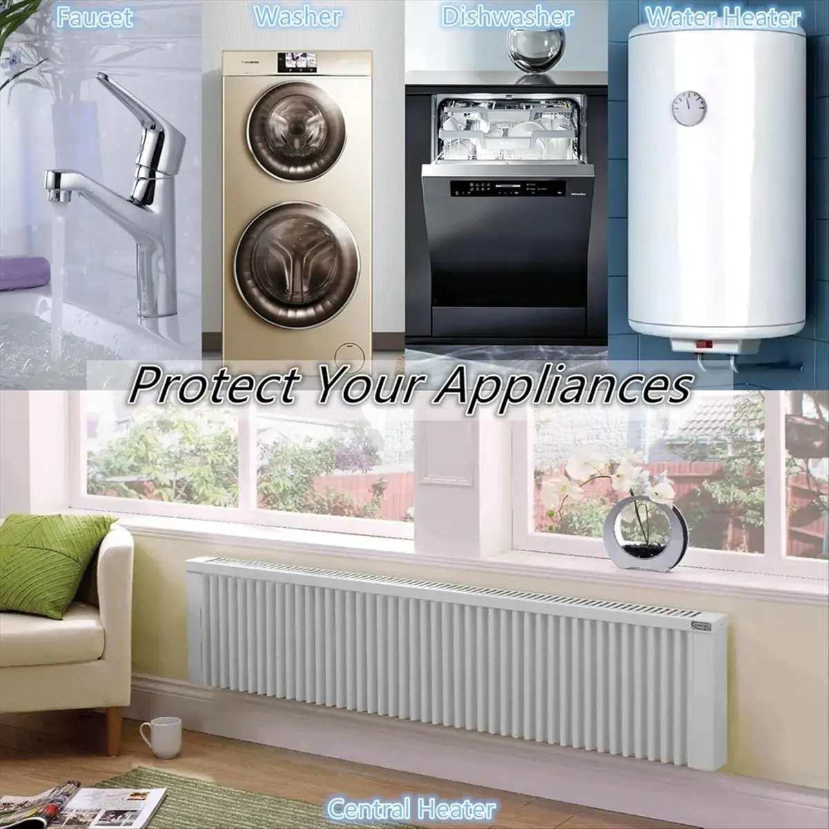 Electronic Water Descaler System Alternative Salt Free Water Softener for Whole House Reduces Limescale EU Plug