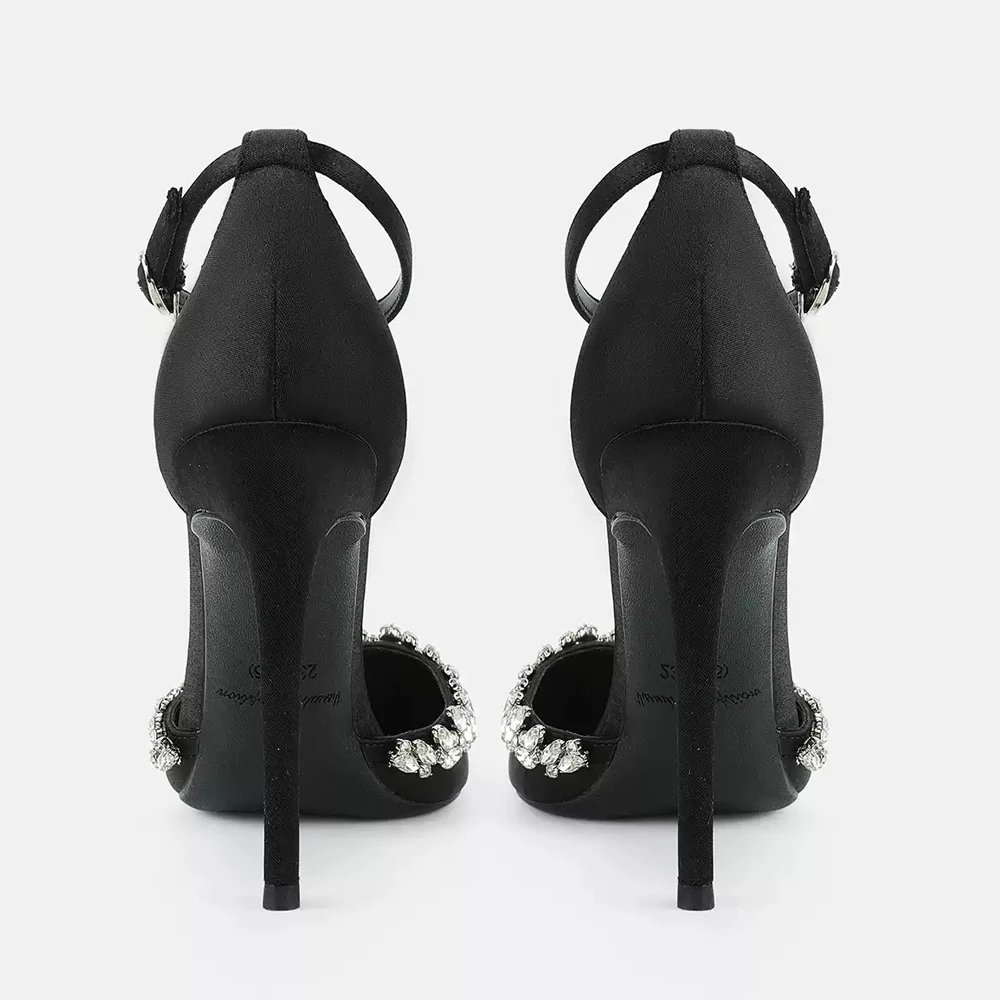 حذاء FWRD نسائي بكعب عالٍ من الجلد الأسود مزين بحجر الراين، أنيق ومريح للحفلات والملابس المسائية # FWRD000335 #6