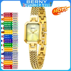 BERNY Gold Watch for Women Mini Square squisito Versatile orologio da donna orologio da polso con bracciale di gioielli di moda di lusso per le donne