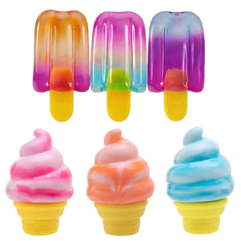 Regalos de fiesta: Antiestrés con forma de helado, cono de helado sorpresa, para aliviar el estrés, para apretar, con forma de paleta de hielo.