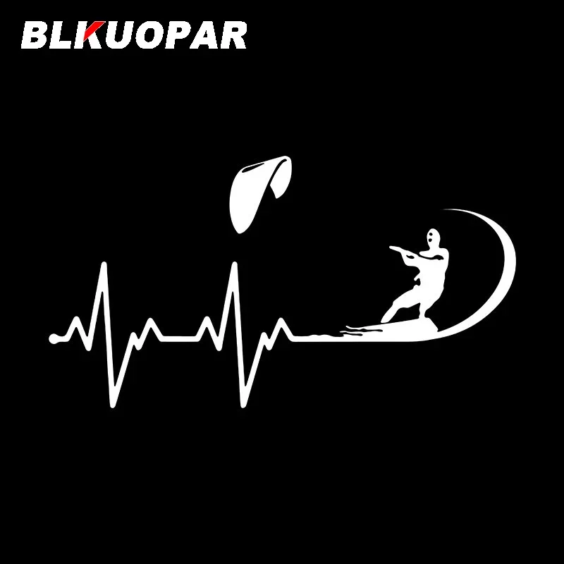 BLKUOPAR Kite Surfing Heartbeat Line Car Stickers Pop Style Decal Scratch-Proof Die Cut Refrigerator Caravan Car Decoration