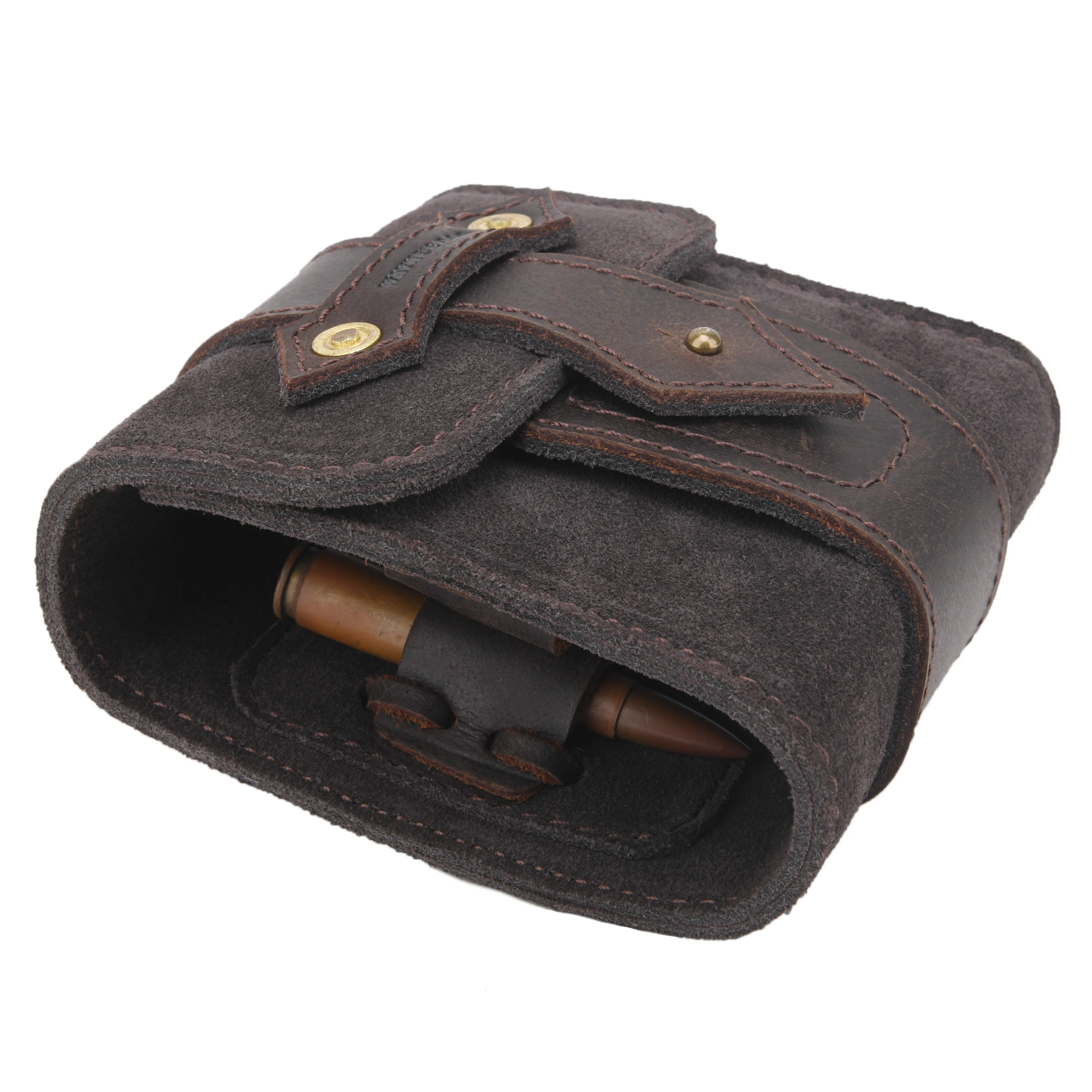 Leather Cartridge Pouch Ammo Wallet Rifle Bullet Holder Shotshell Pouch for .308 .45-70 .30-06 .44MAG