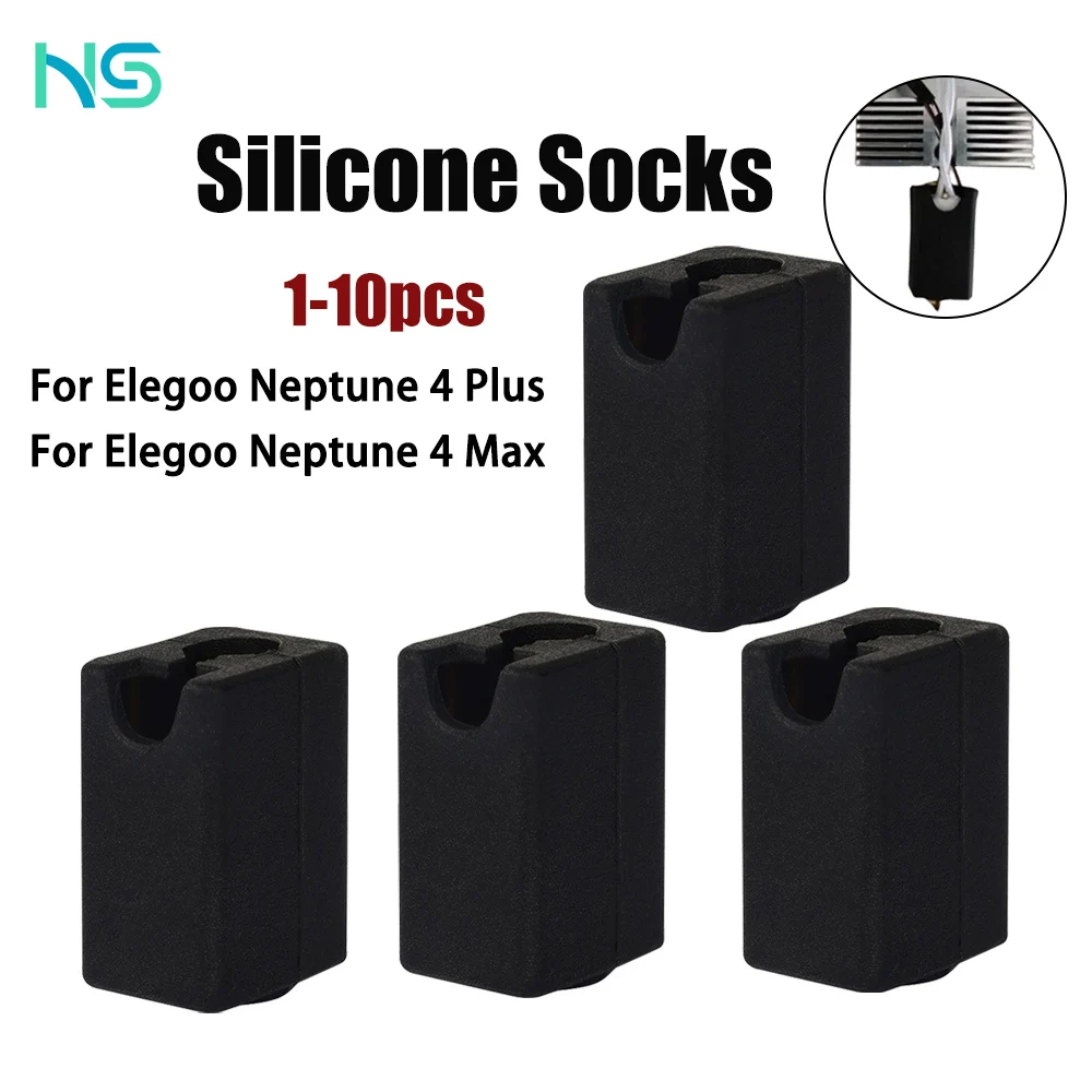 

1-10PC Silicone Socks for Elegoo Neptune 4 Plus Heater Block Cover Hotend Heat Insulation Case for Neptune4 Max,Black Color