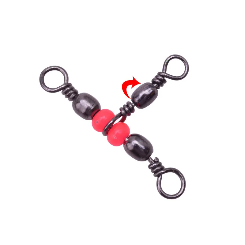 10Pcs/lot Solid Ring Fishing Tackle Accessory equipment Fishing Rolling Triple Swivels Bearing Connector Fish Hooks