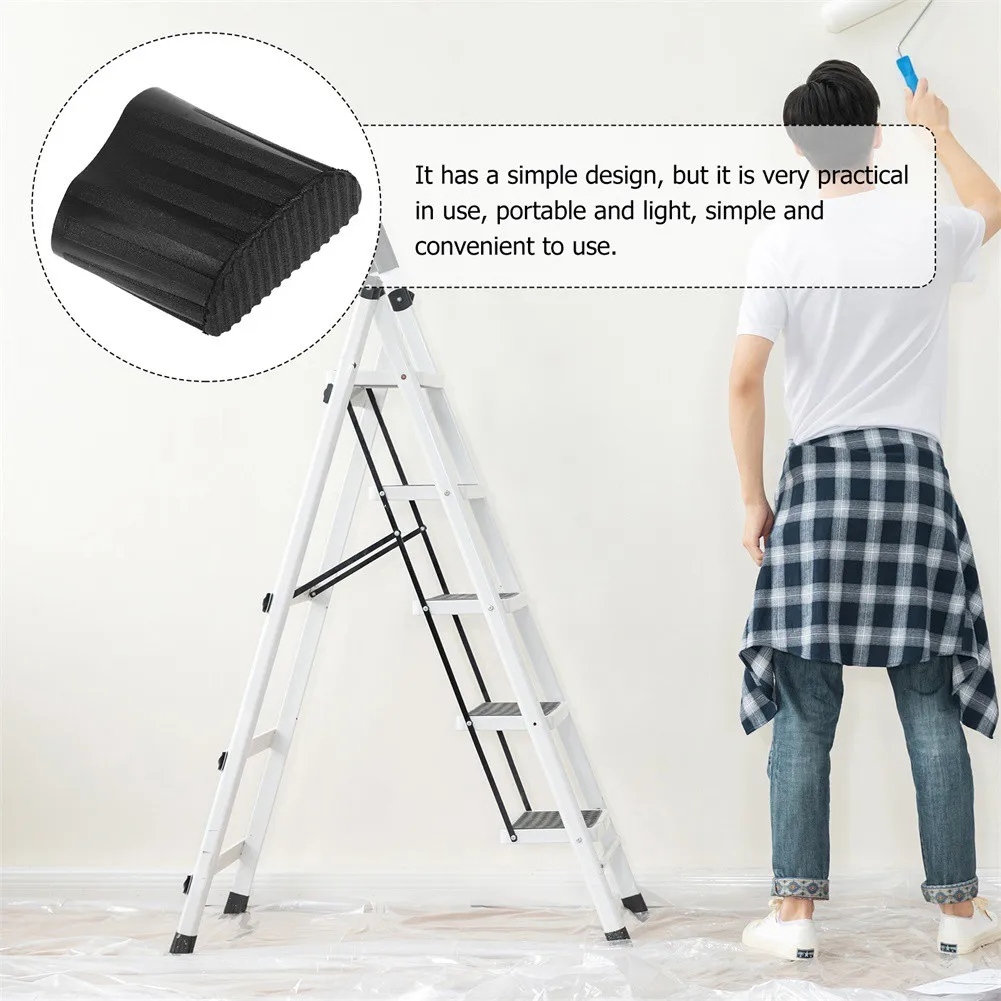 4pcs Black Rubber Ladder Foot Covers Non Slip For Telescopic Folding Ladders Floor Protection Hardware Accessories