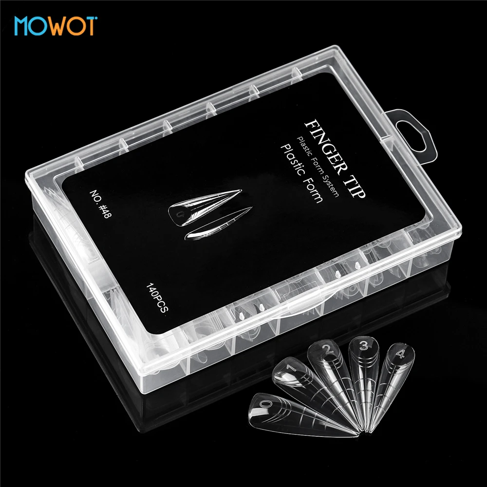 MOWOT 140 قطعة مسمار أشكال مزدوجة خنجر تمديد بولي جيل للأظافر قالب غطاء كامل أظافر أكريليك نصائح قابلة لإعادة الاستخدام أشكال علوية للتقليم #4