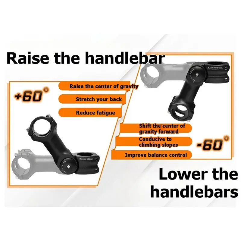 NEW HOT In Stock-For Mountain Bike Handlebar Stem Adjustable 0-60 Degree, 31.8Mm X 110Mm, For Mountain Bike Stem Riser