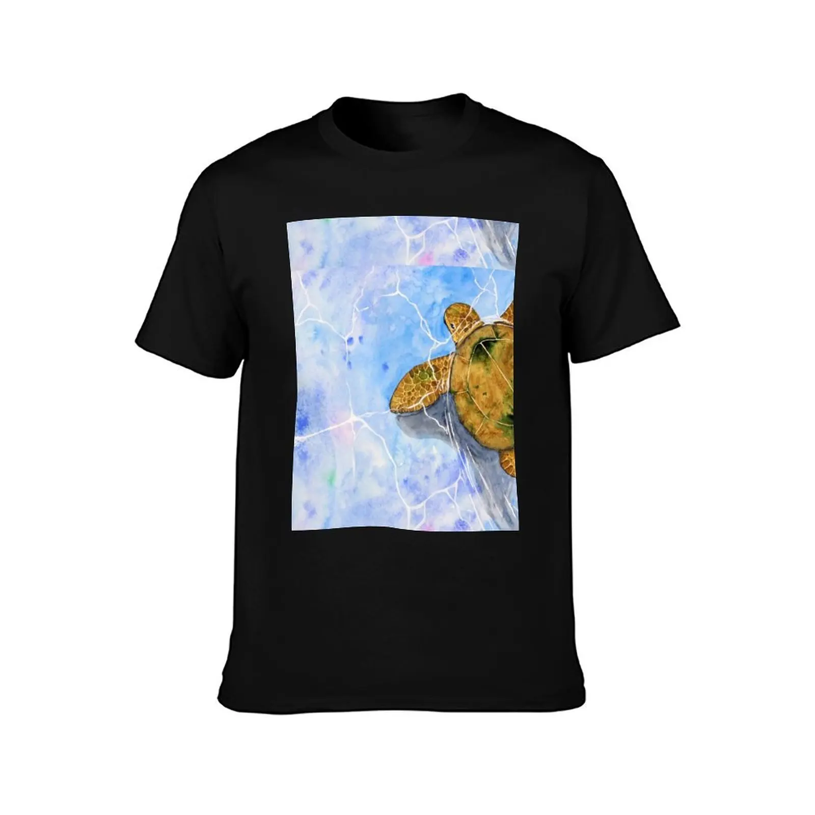 clear waters T-Shirt, Summer Casual Cotton Tee, Oversized Streetwear Tops, Vintage Graphic Print, Loose Fit Short Sleeve