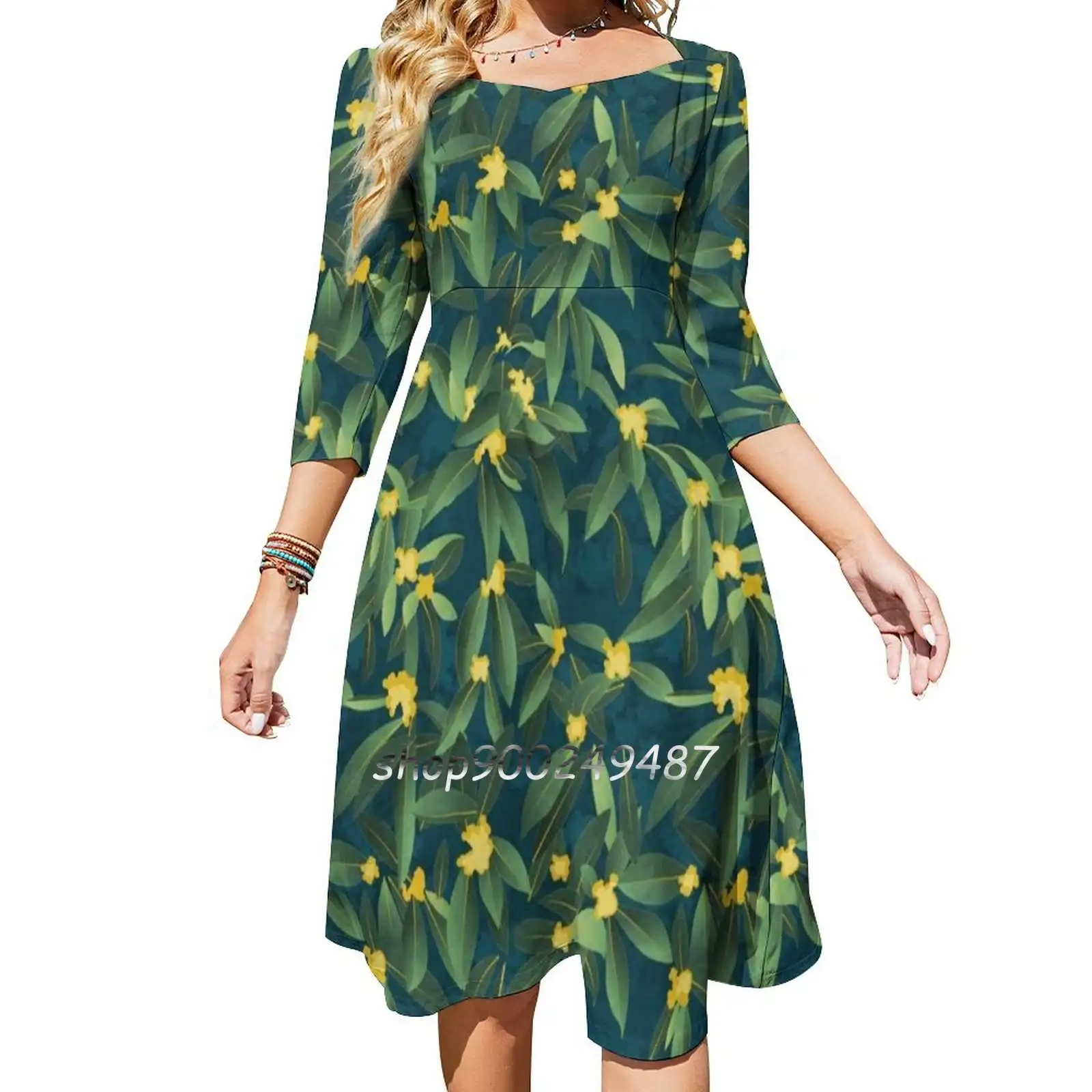 

Loquat Medlar Tree In Autumn I Square Neck Dress Sweet Summer Dress Women Elegant Halter Print Dress Digitalart Nature Loquat