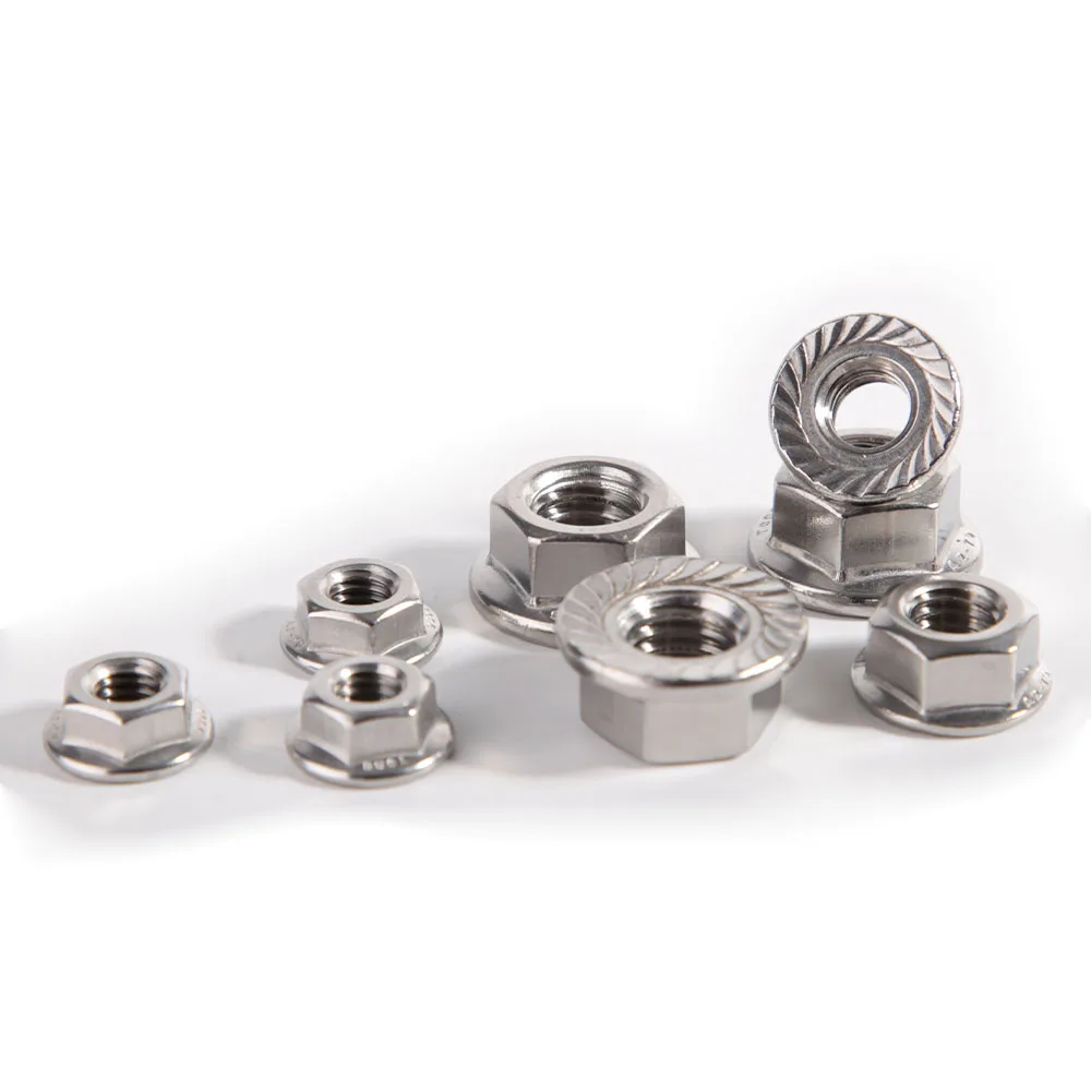 M3 M4 M5 M6 M8 M10 M12 M14 M16 DIN6923 304/316 Stainless Steel Hexagon Flange Nut Hex Head Serrated Lock Nuts Metalworking